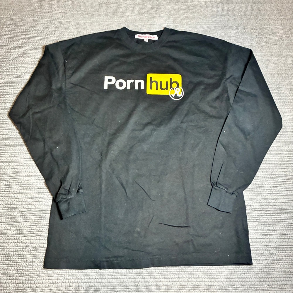 Richardson x Pornhub Long Sleeve T-Shirt Black Mens Size 2 Medium Streetwear USA